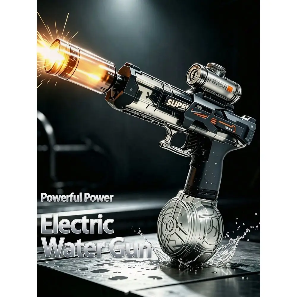 

Electric Water Blaster With Flaming Light Effect, High Power Long Range Squirt Gun, Detachable Parts Rechargeable, Ideal For Ou