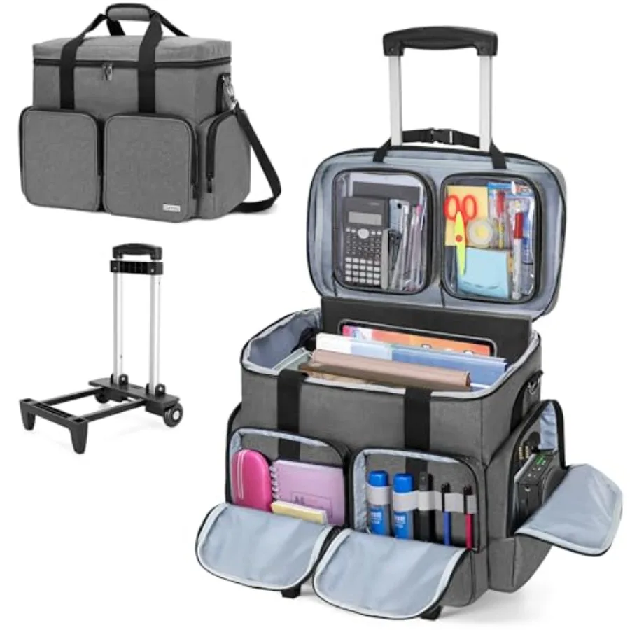 

Rolling Teacher Tote Bag with Padded Laptop Compartment for up to 15.6 Inch Laptop, Wheeled Teacher Bag for Teaching, Office, C
