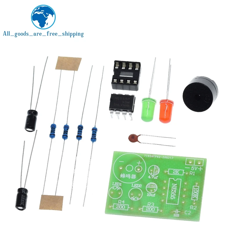 NE555 Multivibrator Kit NE555P Steady-state Circuit Dual Flash LAMP DIY Training Maker Student Lab DIY Learing Kit for Arduino