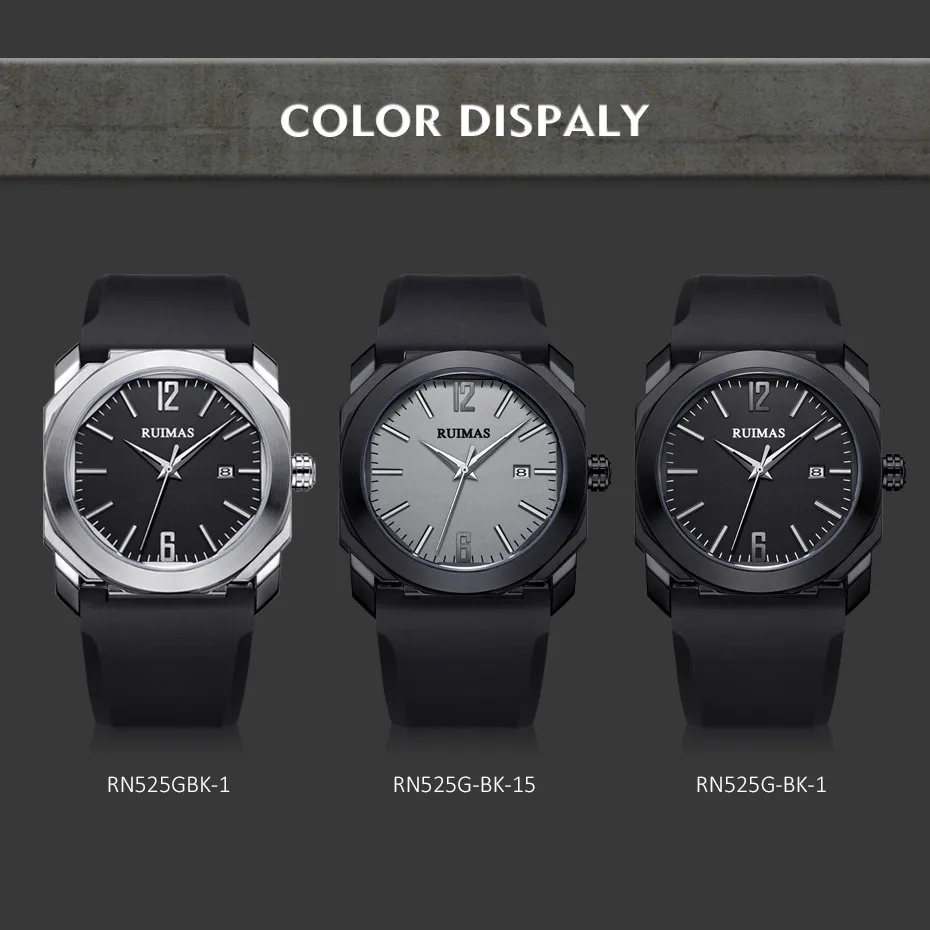 RUIMAS Men\'s Watches Fashion Sport Quartz Watch Top Brand Waterproof Wristwatch Silicone Strap Reloj Hombre Calendar Clock 525