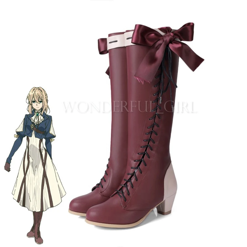 

Новая обувь для косплея аниме Violet Evergarden, фиолетовые ботинки Evergarden, карнавальная обувь на молнии для Хэллоуина, женская обувь для вечеринок, размер 35-45