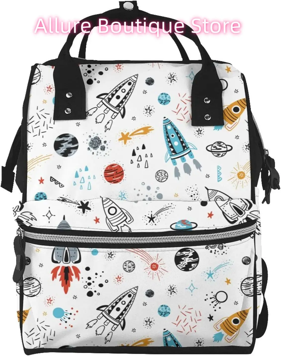 

Solar System Planet Print Diaper Bag Backpack for Women Large Capacity Nappy Bag Multifunction Waterproof Mummy Backpacks for Mo