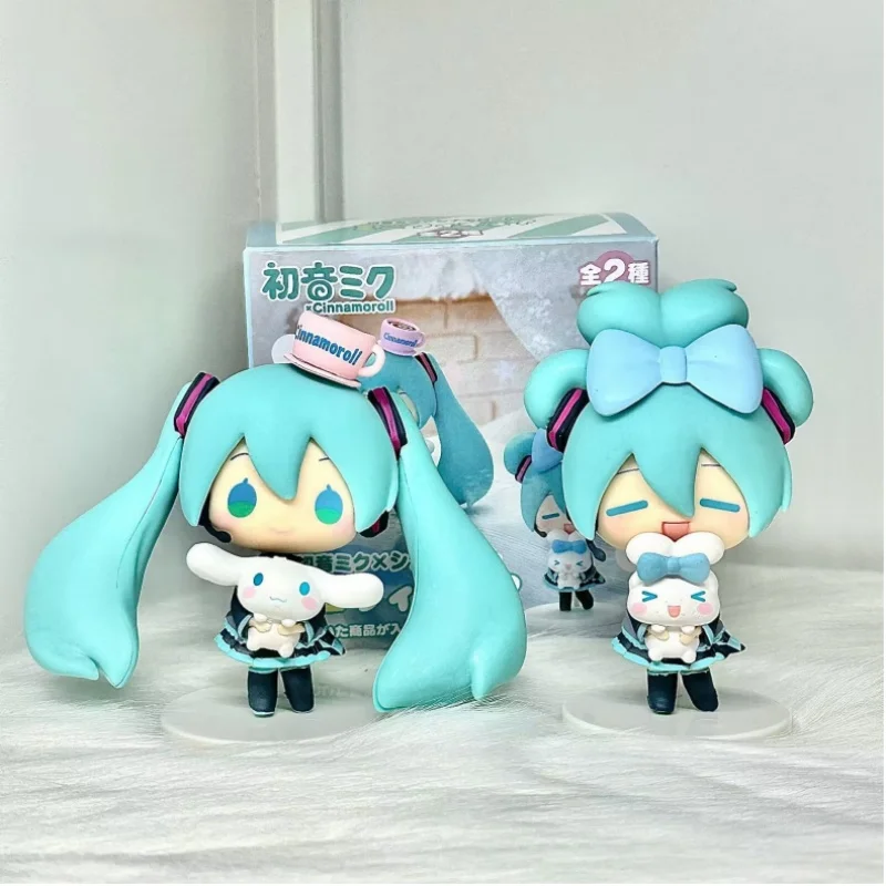 Hatsune Miku Anime rysunek Miku Hug Cinnamoroll rysunek śliczna statua model kolekcjonerski Q lalka dekoracja zabawka prezent na boże narodzenie pcv