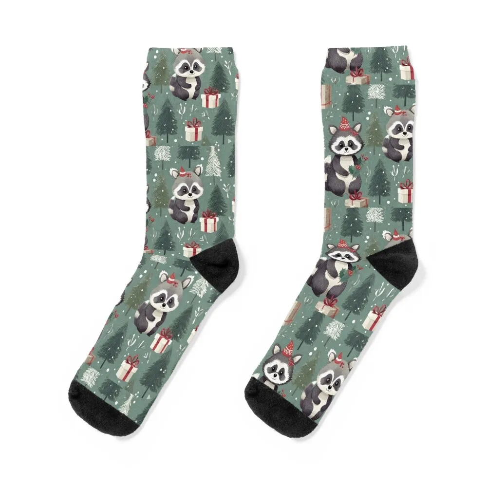 

Christmas pattern Raccoons gifts Happy Holidays Socks new year socks Children's socks Socks fashionable Boy Child Socks Women's