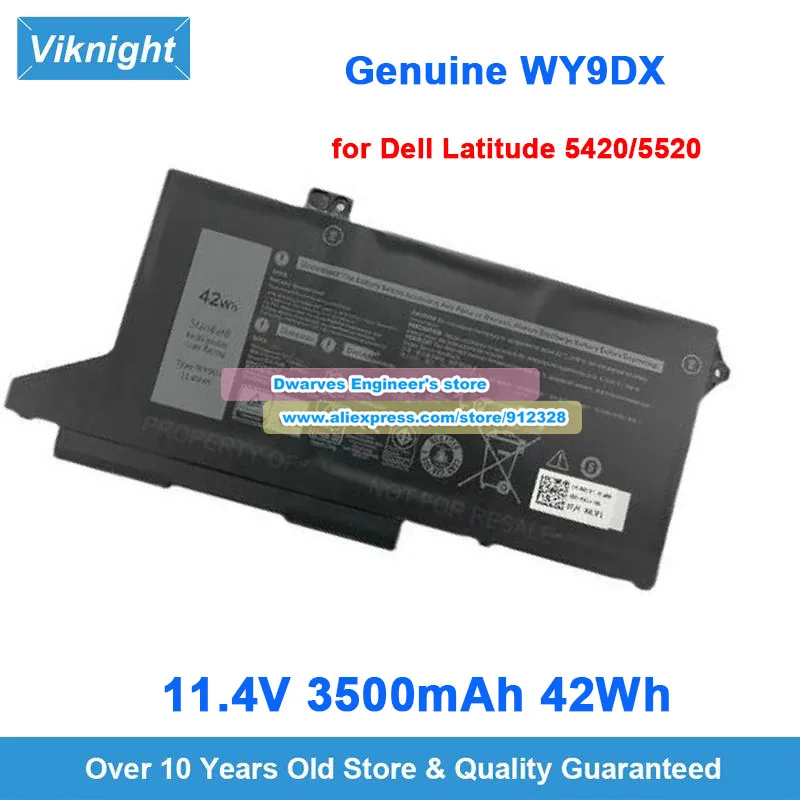 

Оригинальный аккумулятор WY9DX 11,4 В 42 Втч M3KCN для DELL Latitude 5520 5420, аккумуляторы для ноутбуков, 3500 мАч 005R42 0WK3F1