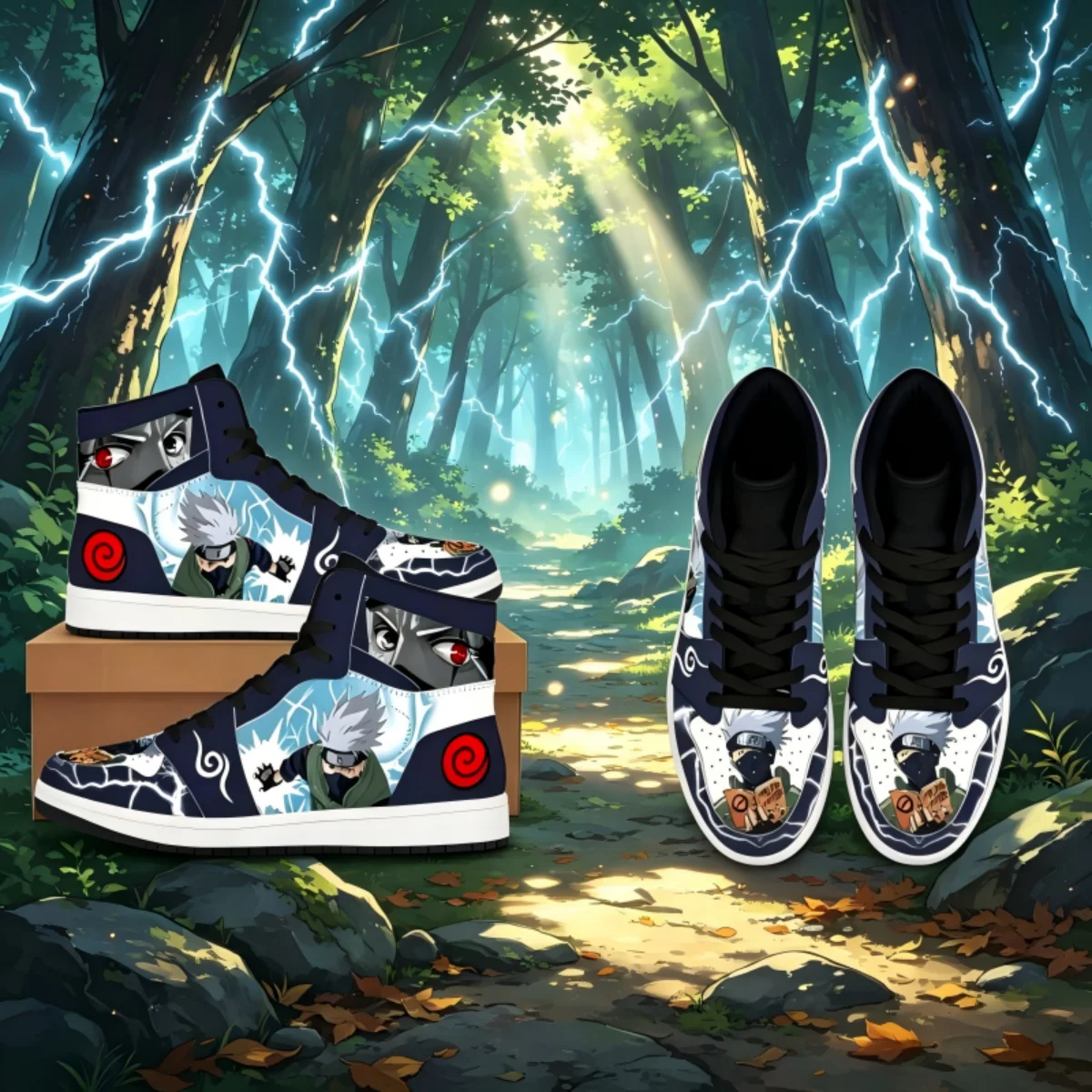 naruto-kakashi-hatake-high-top-sneakers-lightning-chidori-art-print-shoes-navy-white-leaf-village-casual-footwear