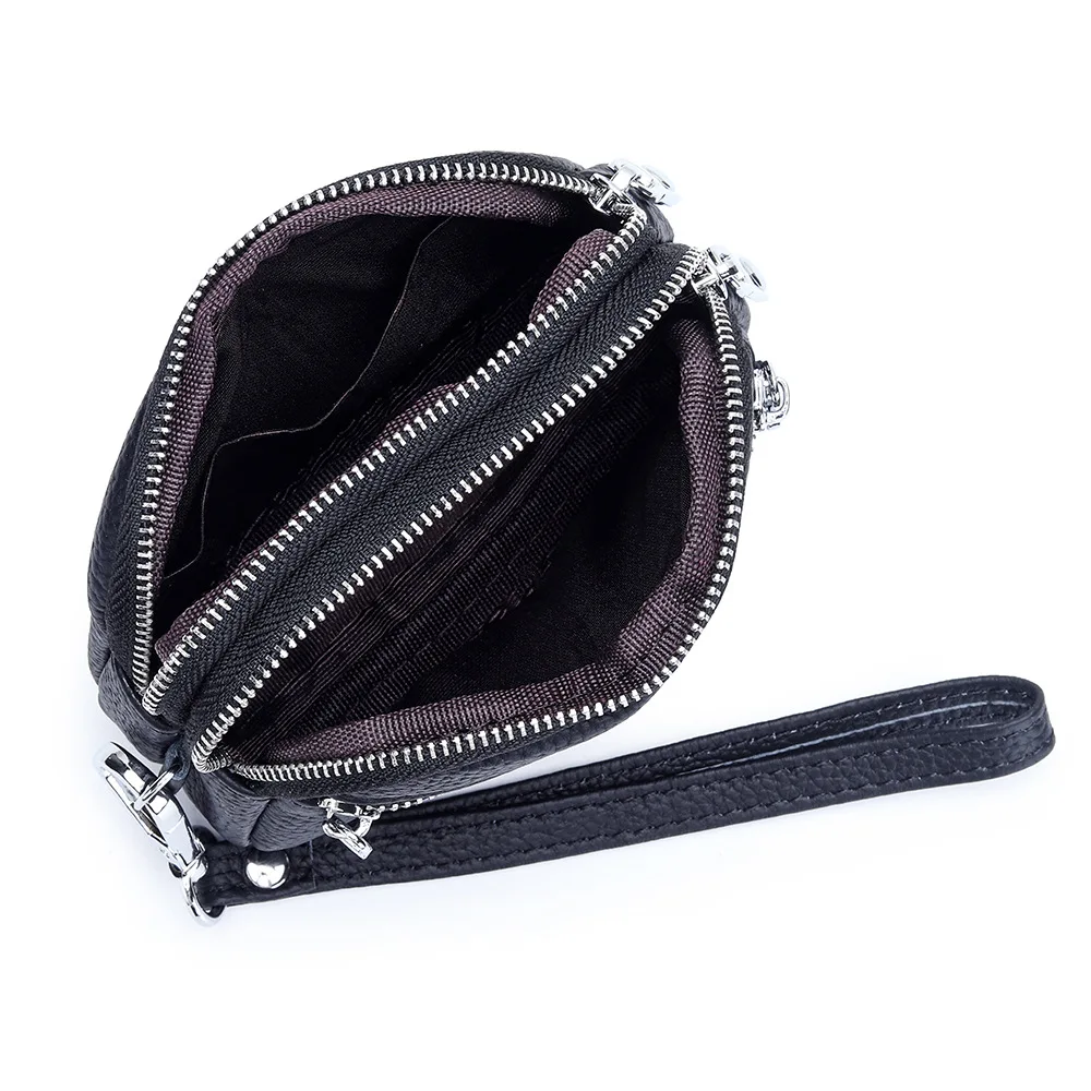 Genuine Leather Card Holder Dual Zipper Large Capacity Coin Purse Top Layer Cowhide Multifunctional Dual Zipper Clutch Bag 2026