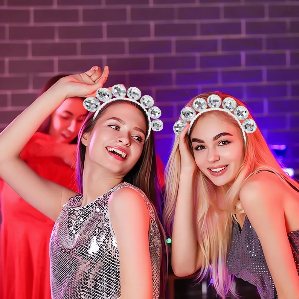 

1PC Silver Disco Ball Headband Reusable and Durable Wedding Disco Ball Hair Band for Halloween Birthday New Year's Gifts