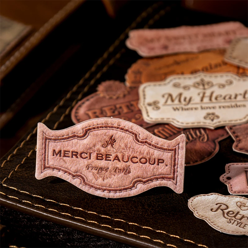 Journal GO 20pcs Velvet Letterhead Vintage Tag Sticker for Craft Making Scrapbook Journaling Retro Tag Decoration Materials