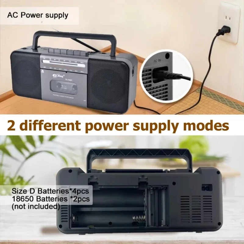 Retro Home Popular Classic Portable Tape Cassette Player Classic AM/FM/SW Multiband Radio Cassette Recorder Built-in Speakers