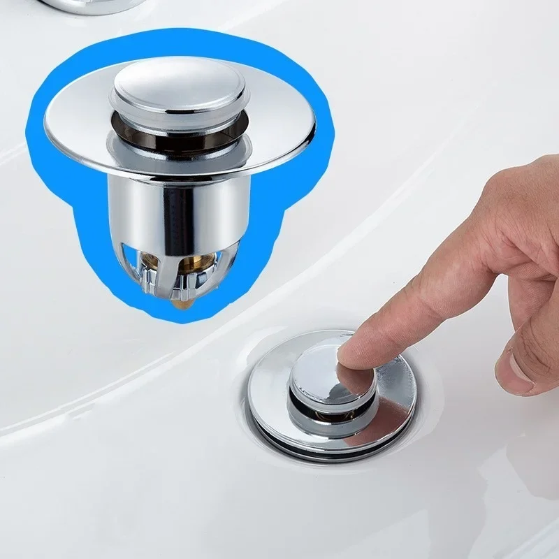 62*42mm Stainless Steel Bounce Core Push Type Drain Filter Universal Wash Basin Push Type Sink Bathroom Bathtub Plug Water Stop