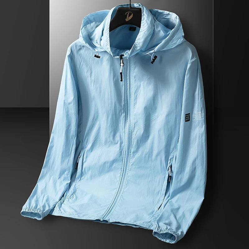 

2025 Summer New Sunscreen Clothes Men's Skin Clothes Breathable Ultra Thin Hooded Jacket Men's Outdoor Sports Fishing Clothes