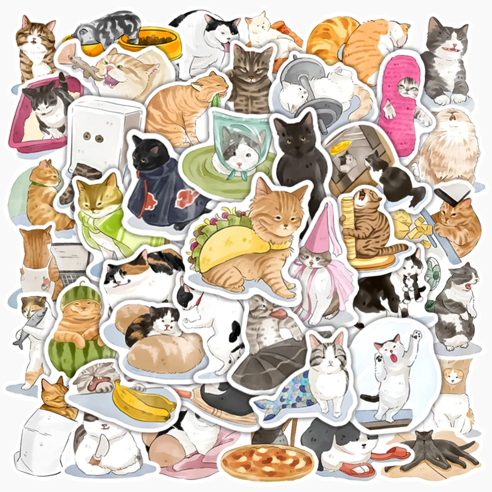 10/30/50pcs Cartoon Cat Cute Sticker Kawaii Decals Toys DIY Scrapbook Phone Laptop Luggage Suitcase Stationary Car Kids Stickers