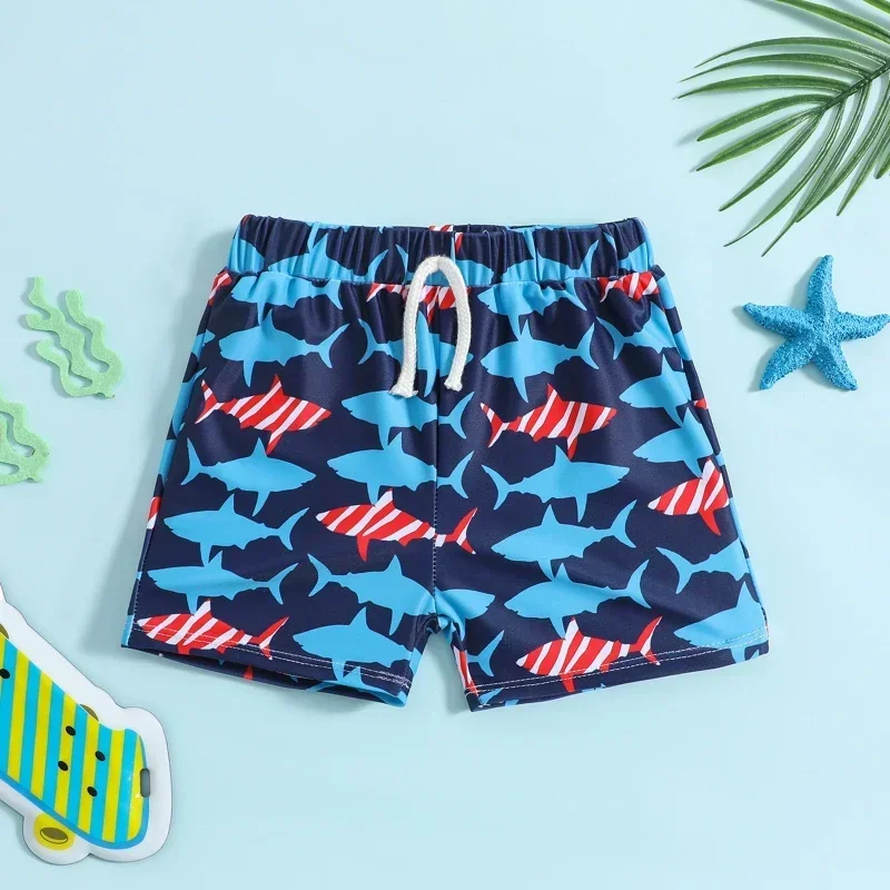 

2024 Boys Swim Trunks Summer New Beach Elasticity Shorts Breathable Quick-drying Children's Print Swimming Trunks Swimsuits