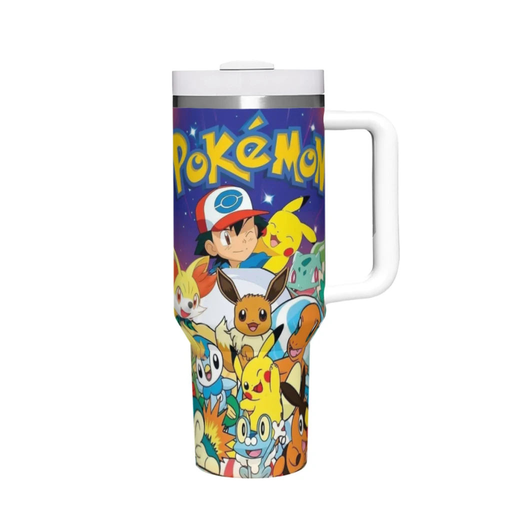 Pokemon 40 Oz Ultimate Tumbler with Handle and Straw Vacuum Insulated Tumbler