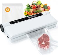 Vacuum Sealer with Bags, Fully Automatic Dry & Wet Food Sealer, One-Click Operation, Strong Suction, Digital Display