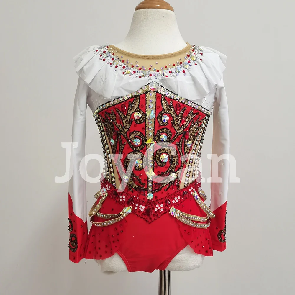 

Красные гимнастические купальники JoyCan с длинными рукавами из спандекса, высокоэластичные, дышащие, модель JC437