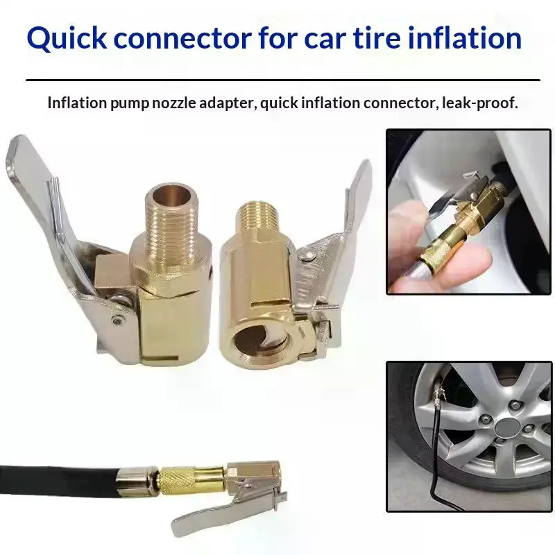 Brass Locking Nozzle Tire Air Chuck Clip Adapter - Automotive Grade For Efficient Inflation