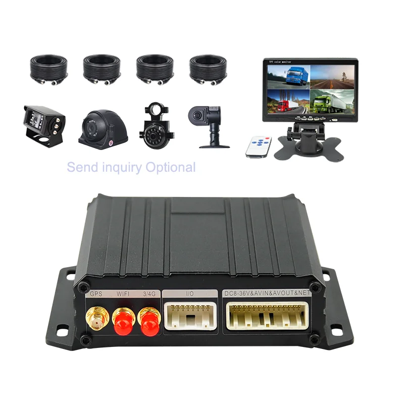 กล้องบันทึกภาพเคลื่อนไหวบนยานพาหนะ 4Ch H.265 รองรับการ์ด SD คู่ พร้อม 4G GPS Wifi สำหรับรถบรรทุก ดูภาพแบบเรียลไทม์จากระยะไกล ระบบจัดการยานพาหนะ MDVR Kit