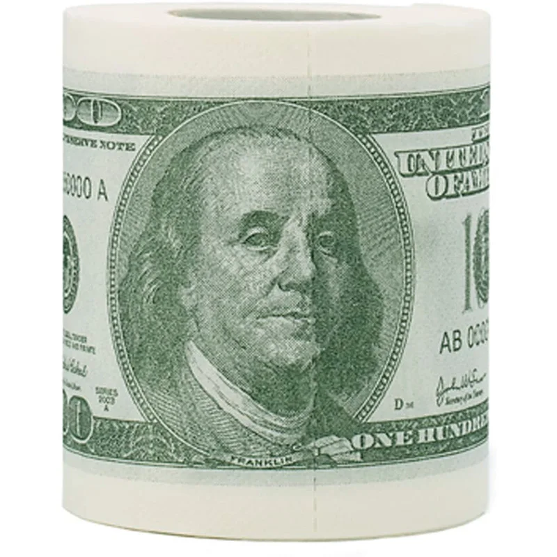 Money Toilet Paper Rolls Bathroom Tissue Novelty 100 Dollar Bills Currency Toilet Tissue Paper - Pack Of 4