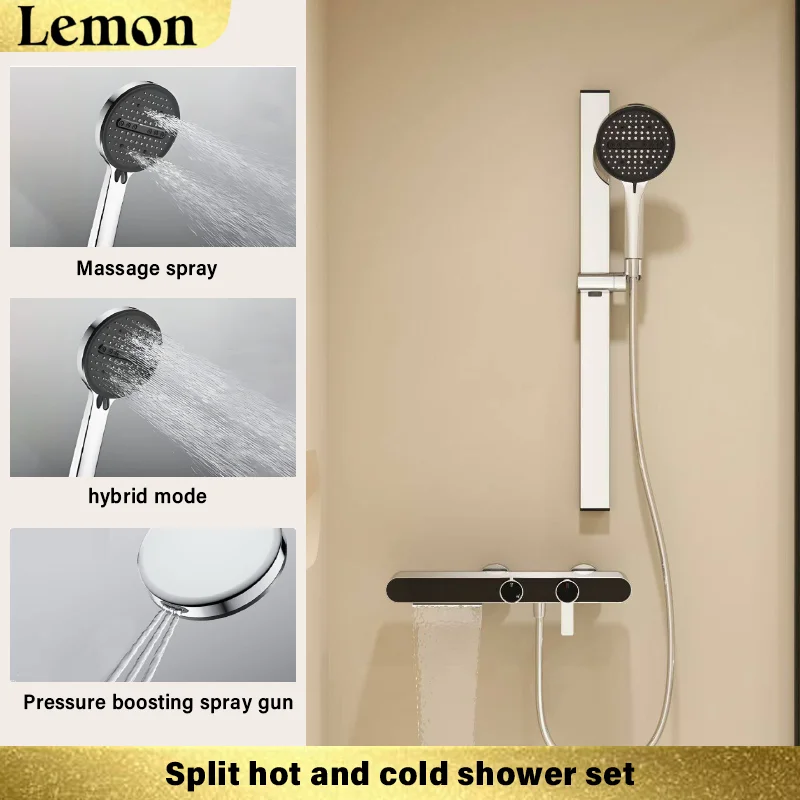 Simple Split No-Top Spray Silver Shower Set Minimalist Storage Platform Cold-Hot Brushed Gold Mixing Valve Shower