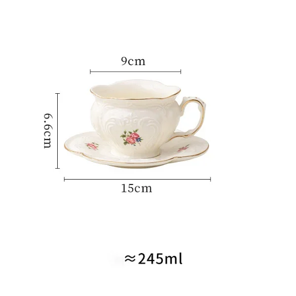 Retro Rose Pattern Coffee Cup Set Ceramic European Style Teapot Freehand Painting Flower Tea Cups Home High Appearance Water Mug