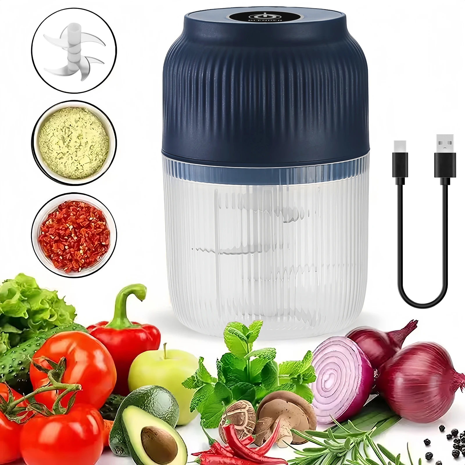 

Электрический мини-измельчитель для чеснока 320 мл, USB-измельчитель для перца чили, кухонный инструмент для измельчения чеснока, имбиря, овощей, приготовления детского питания, подарок