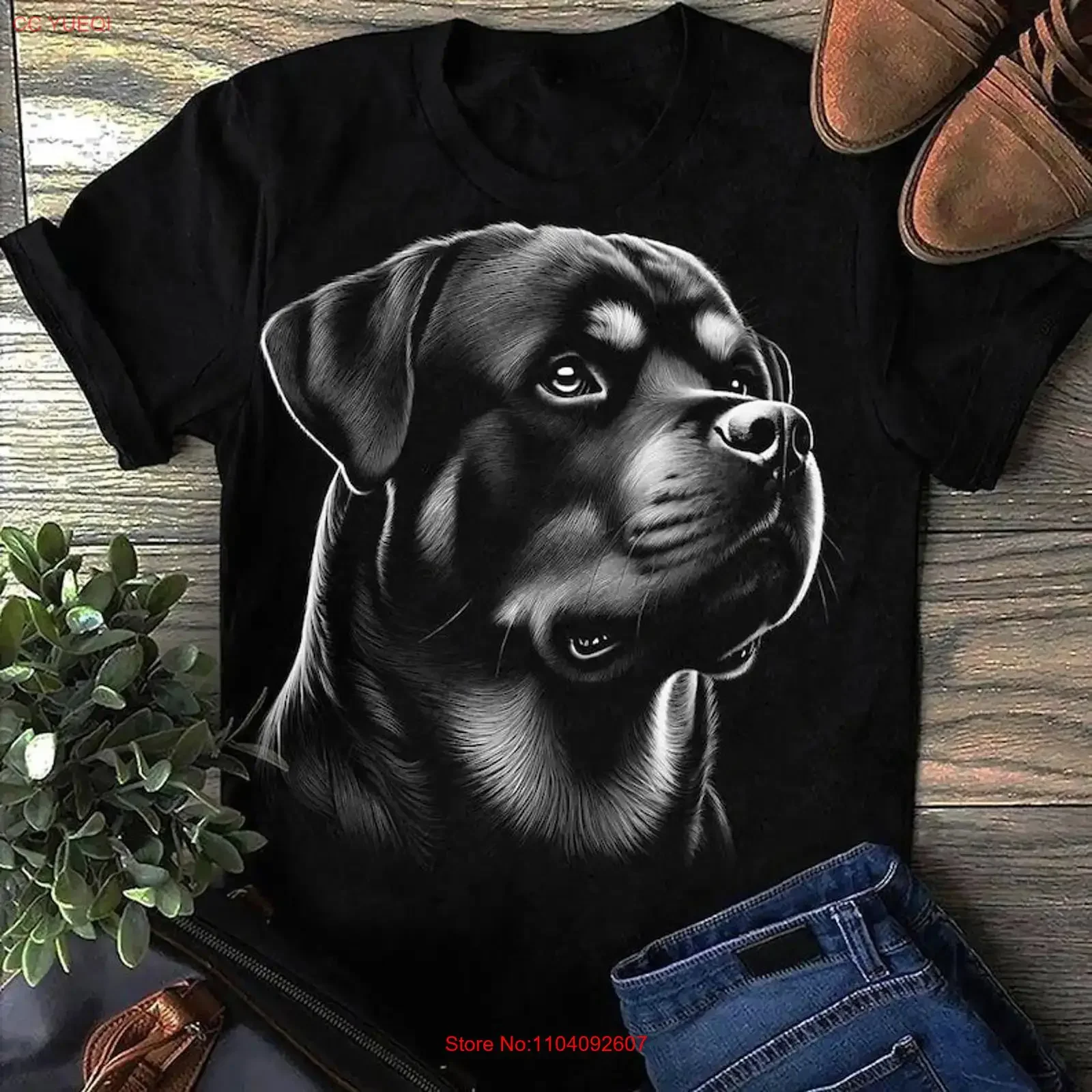Rottweiler T Shirt Realistic Dog Drawing for Lovers vintage Washed Soft Top For Everyday Wear Breathable Unisex Comfortable