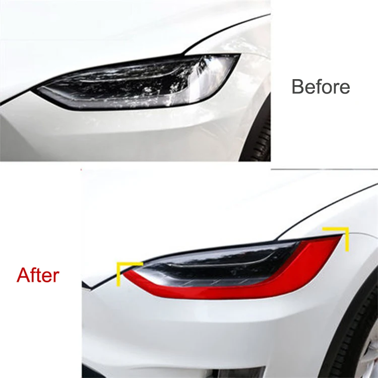 For Tesla TESLA MODEL X Headlight Eyebrow Color Change Film Model S Headlamp Eyebrow Luminous Anti-scratch Protection Film