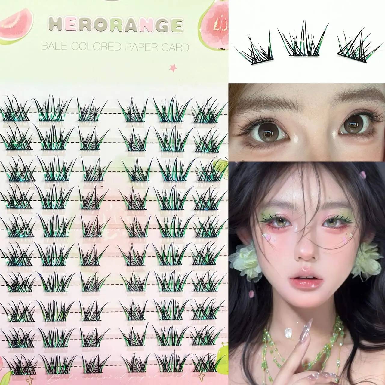 Herorange Gradient Color Fox Cluster Lashes 18 60 Bundles Upturned Cut Soft Fluffy Party Daily Photo Stylish Eye Makeup