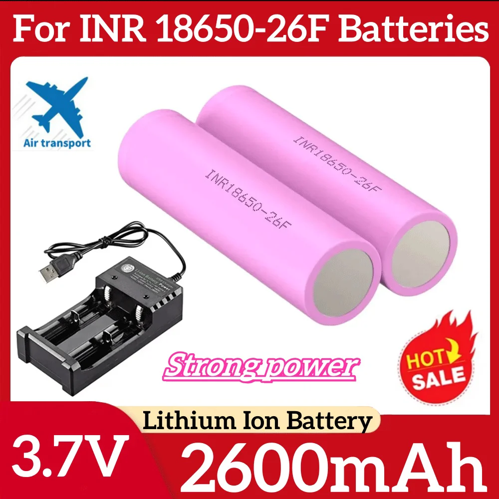 

18650 26F 3.7V 2600mAh Rechargeable Battery With USB Charger, Suitable For Our 18650 Toys, Tools, Flashlight Batteries+Charger