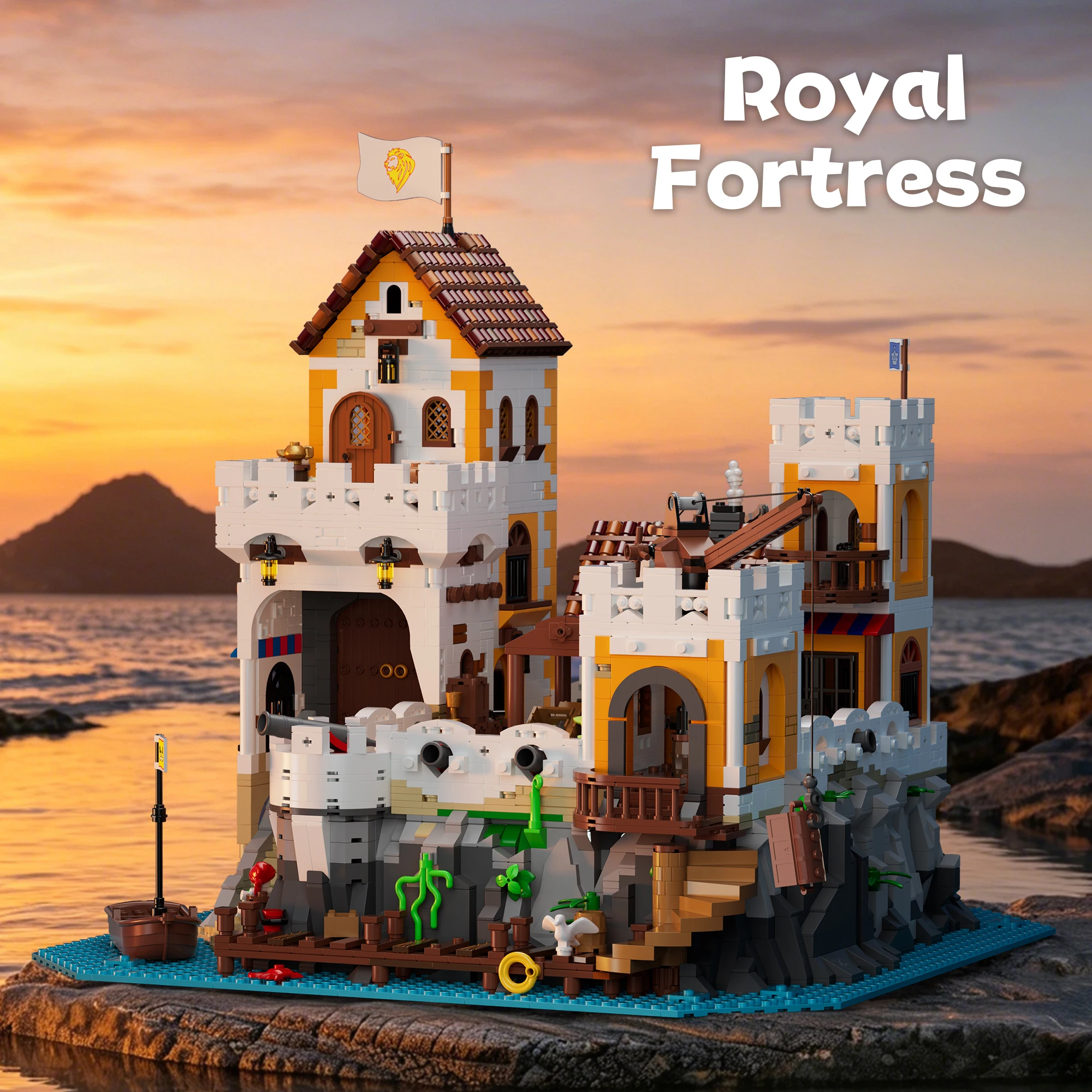 5069PCS Royal Coast Fortress Building Blocks Islands Castle Model Bricks Desktop Ornament Highly Difficult Assembly Toys Gifts