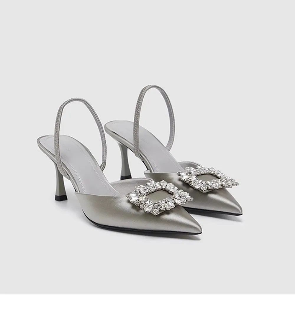 

Летние новые женские туфли с острым носком, туфли-лодочки на ремешках с бриллиантами, роскошные свадебные туфли со стразами