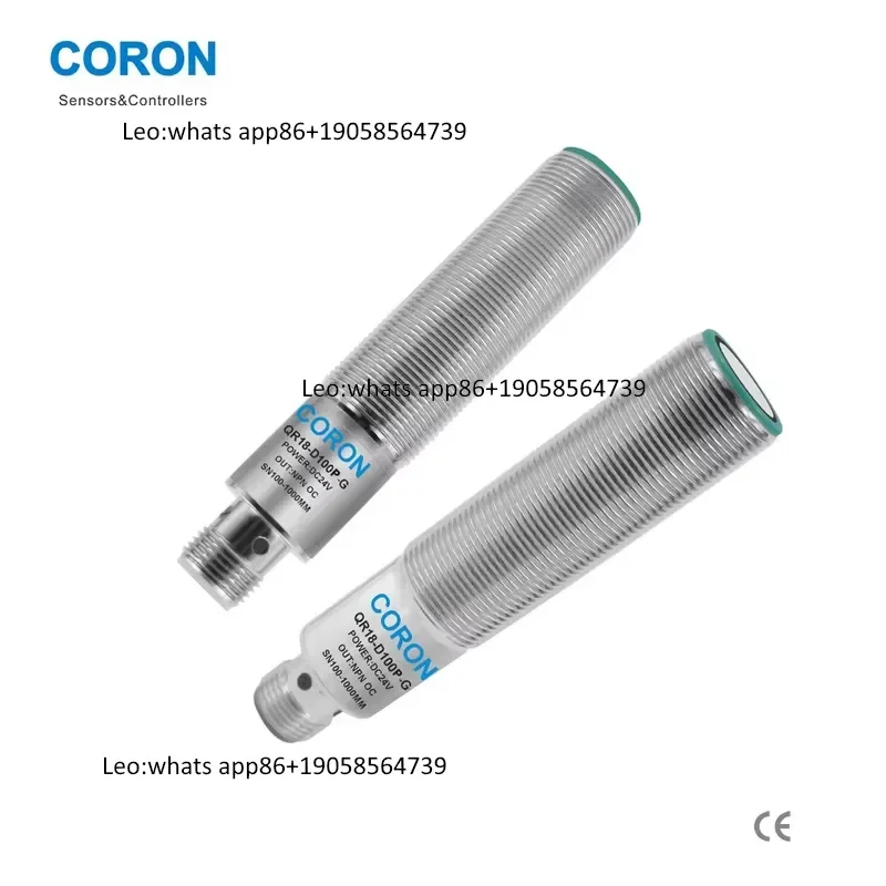 QR18-D100P-G PNP Ultrasonic Sensor Reflective Type with Light/Dark on Plug Metal Housing