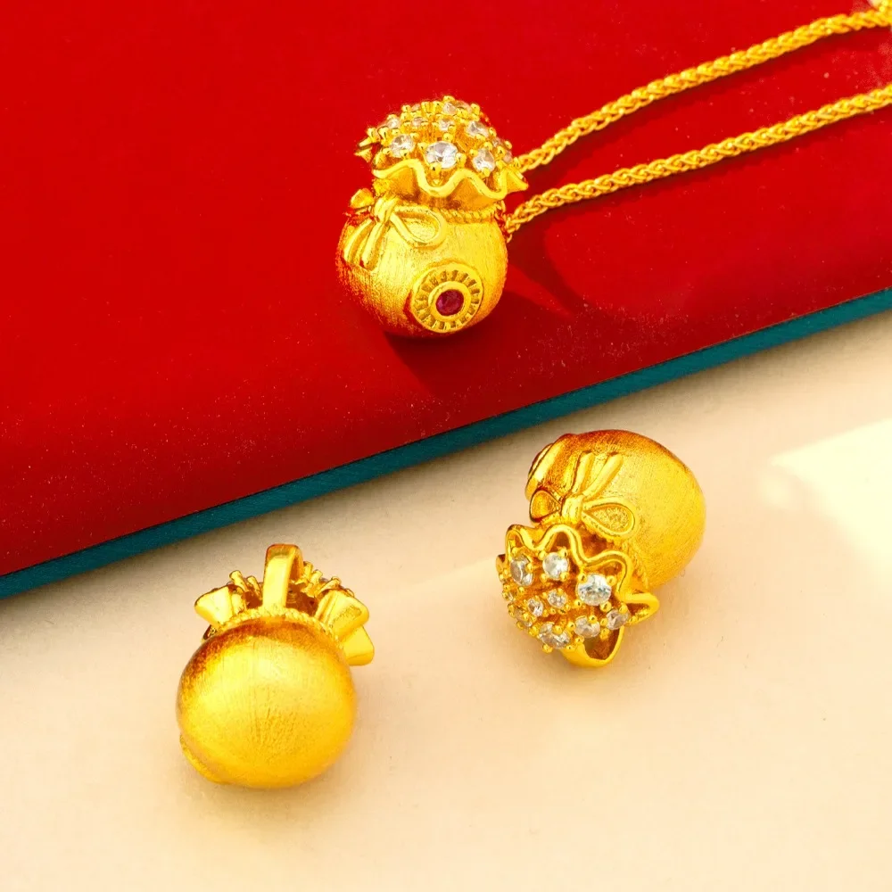Drawing craft small fortune bag necklace female national style light luxury purse 9999gold