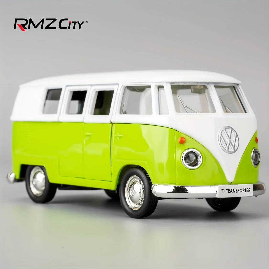 

RMZCITY 1/36 Volkswagen Bus, литая под давлением модель автомобиля из цинкового сплава с функцией отката, модель игрушки для сбора и украшения, игрушечный автомобиль в подарок для мальчиков и девочек (зеленый)
