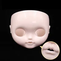 DBS Blyth Doll Icy Customized Face Open Mouth with Teeth Tongue White Skin Lips Carves Eyebrow Face with Backplate and Screws 4