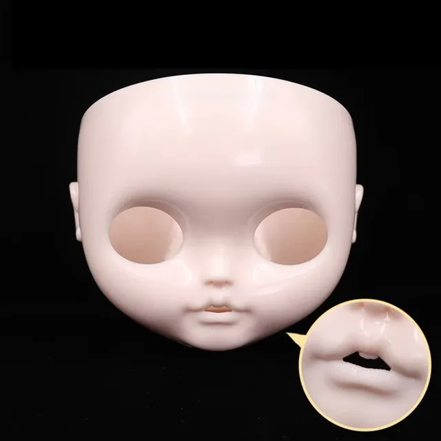 DBS Blyth Doll Icy Customized Face Open Mouth with Teeth Tongue White Skin Lips Carves Eyebrow Face with Backplate and Screws 4