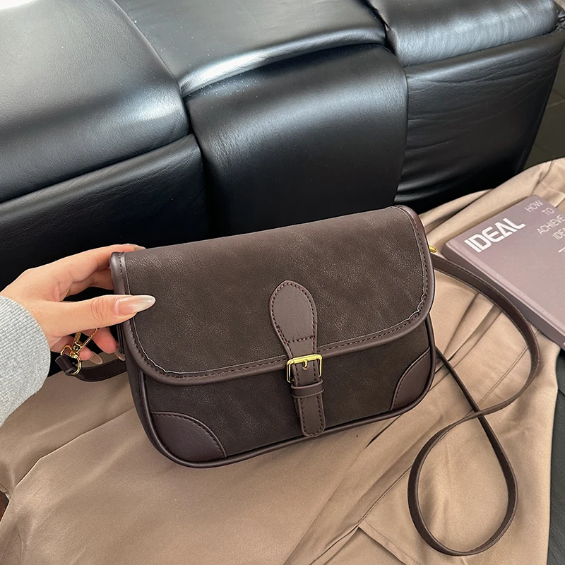 

Высококачественная простая винтажная кожаная сумка, элегантная женская минималистичная сумка с модным логотипом и пригородным досугом
