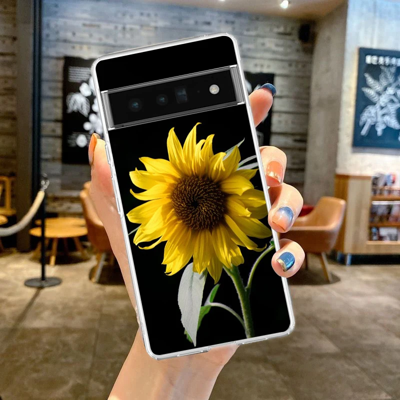حافظة لهاتف جوجل بيكسل 9 8 7 6 9A 8A 7A 6A 5 4 5A 4A 3A Pro XL غطاء شفاف ناعم وشفاف زهرة الهندباء