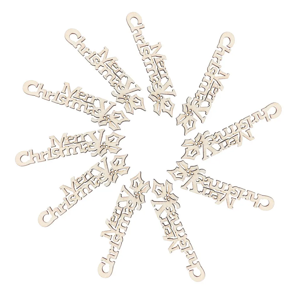 

10pcs Merry Christmas Wood Slices Handcrafted Unfinished Wooden Crafts Diy Christmas Decorations Wooden Ornaments For