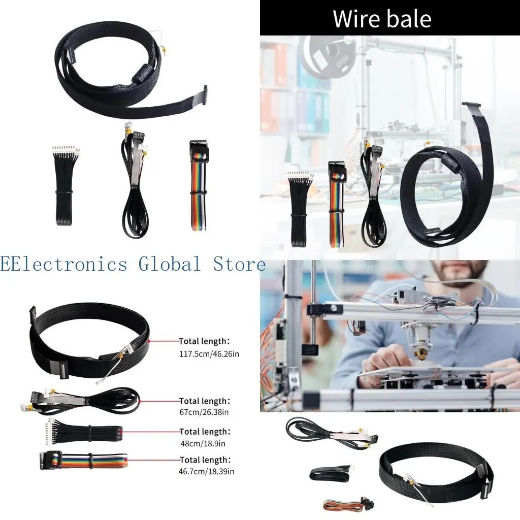 

462B Functionality 3D Printer Cable Kit for Ender 3 3D Printers with Screen, Flat, Motor, and Limit Wire Necessary Wire