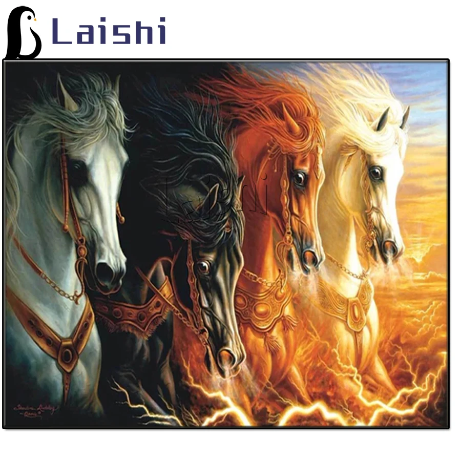 Diamond Painting of Four Horsemen of the Apocalypse, Diamond Embroidery, Mosaic Horse, Home Decoration, Art, New