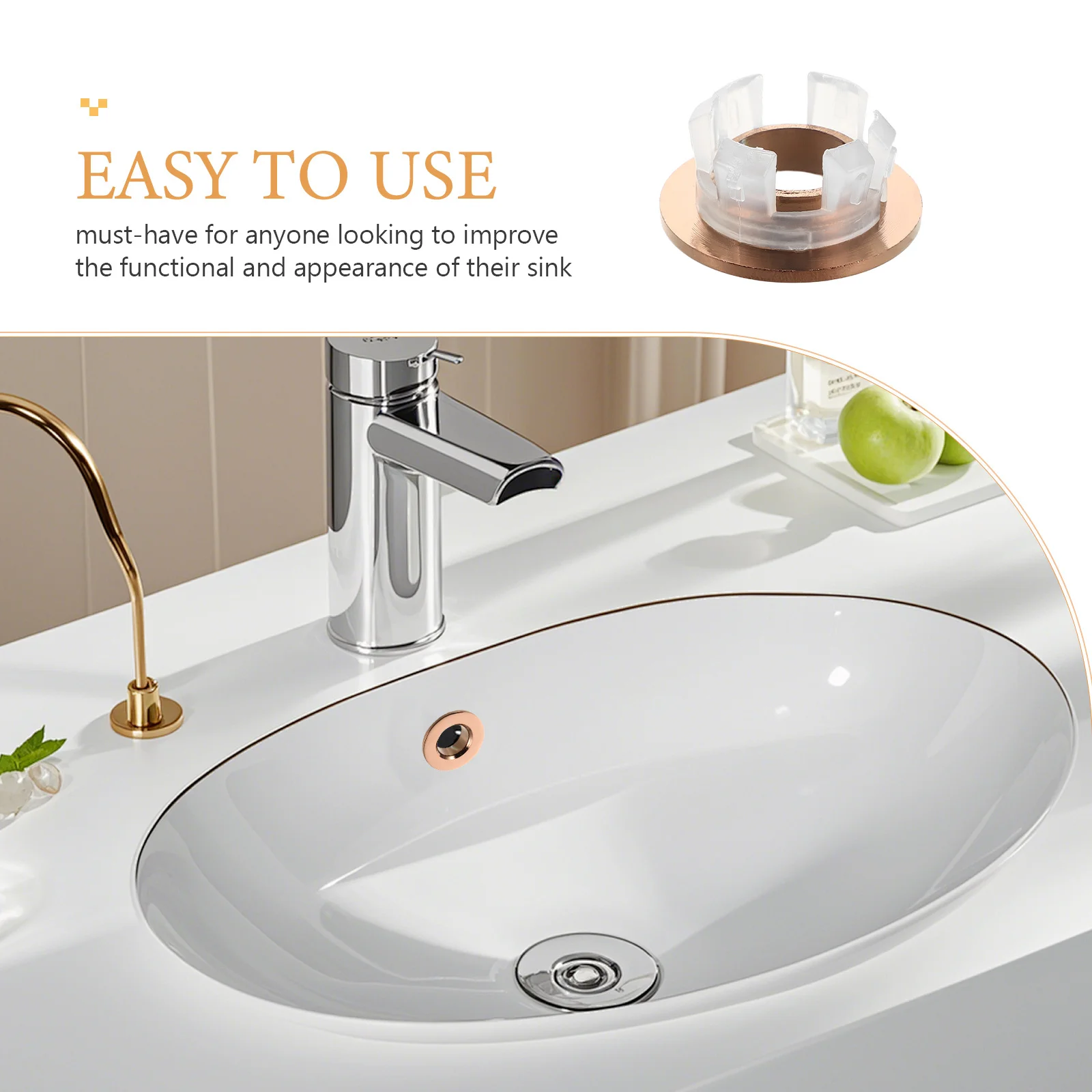 6 Stuks Gootsteen Overloop Cover Ring Lekvrije Afvoergat Cap Gemakkelijk Installeren Decoratieve Trim Voor Badkamer Keuken Wastafel Past