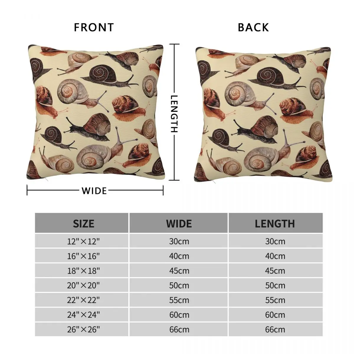 A Slew Of Snails Square Pillowcase Polyester Linen Velvet Pattern Zip Decorative Throw Pillow Case Bed Cushion Cover Wholesale