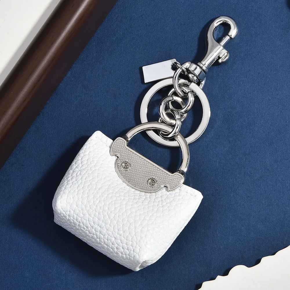 Exquisite Mini Lychee Patterned Leather Imitation Small Bag Pendant Car Keychain Decoration Accessories