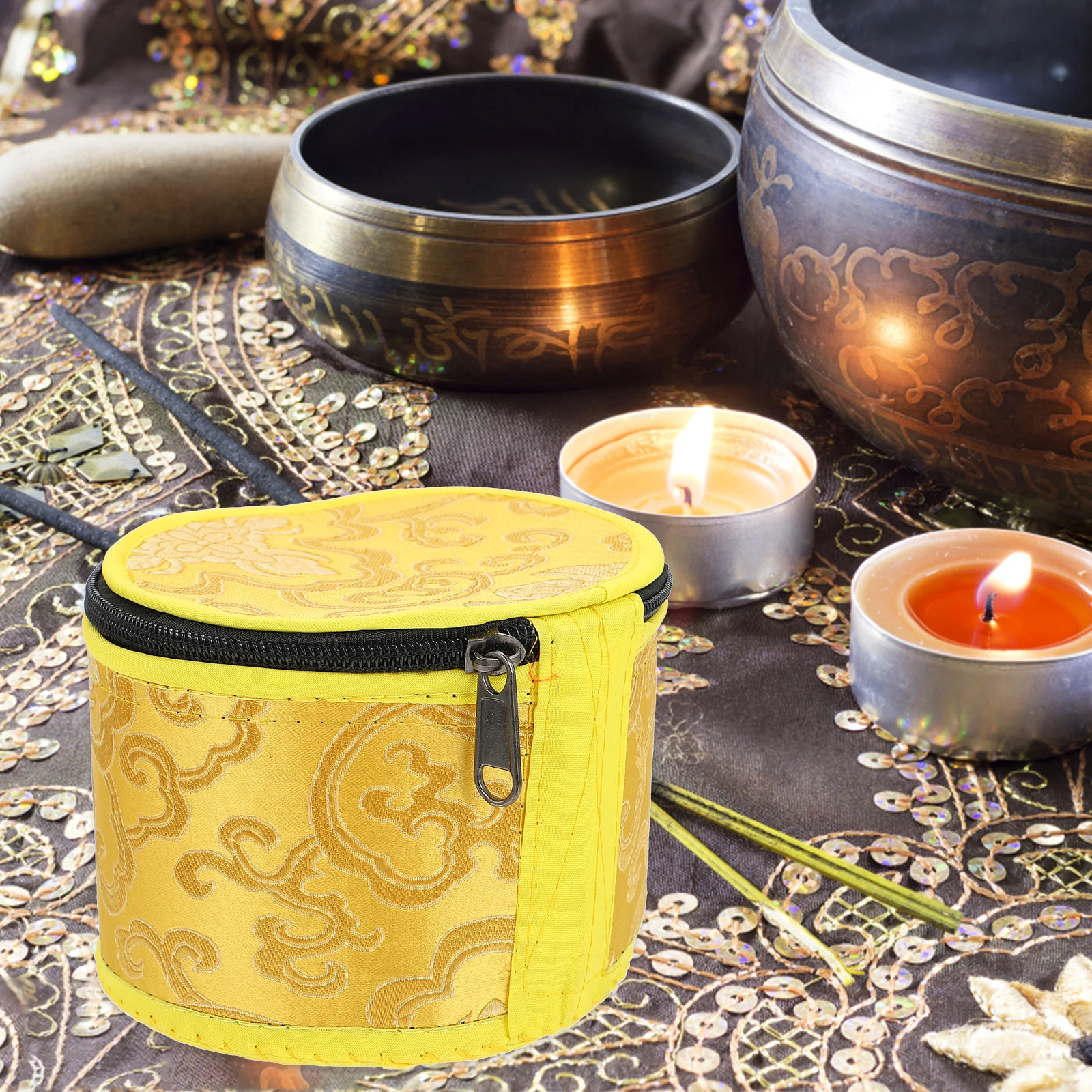 

Buddha Sound Bowl Set Meditation Yoga Bells Singing Bag Carrier Storage