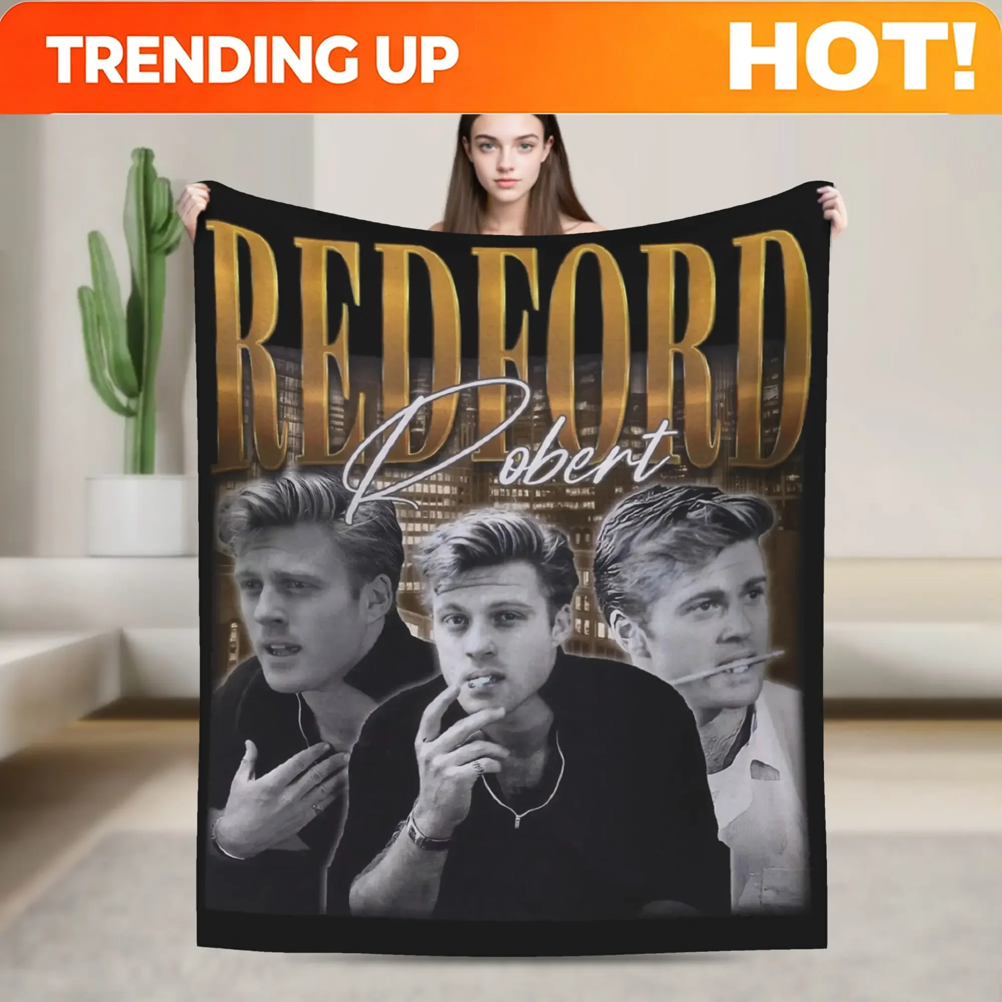 Custom Vintage Robert Redford Blankets Fleece Printed Multi-function Super Soft Throw Blankets For Bed Office Bedspread