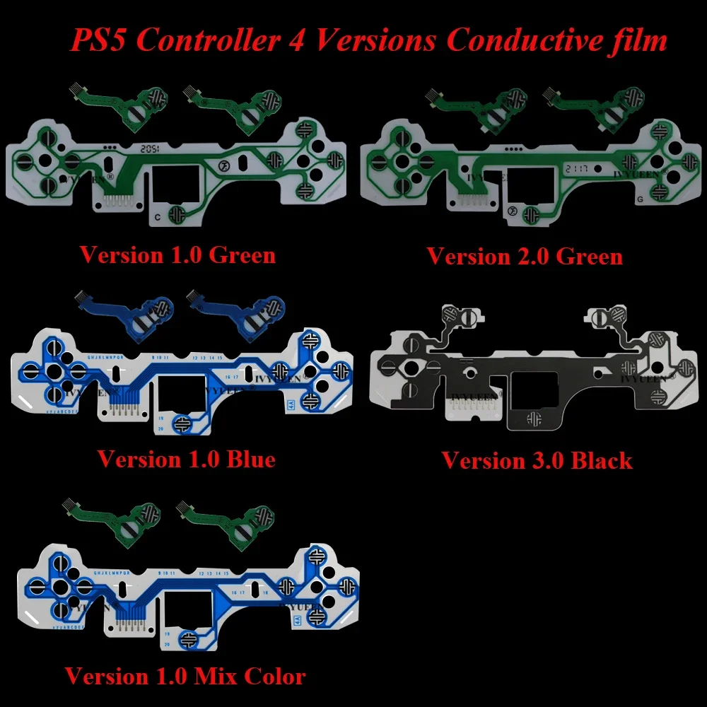 IVYUEEN สำหรับ PlayStation 5 PS5 Controller Conductive Film ปุ่มกด Flex Cable สำหรับ Dualsense 5 DS5ควบคุมริบบิ้นวงจร