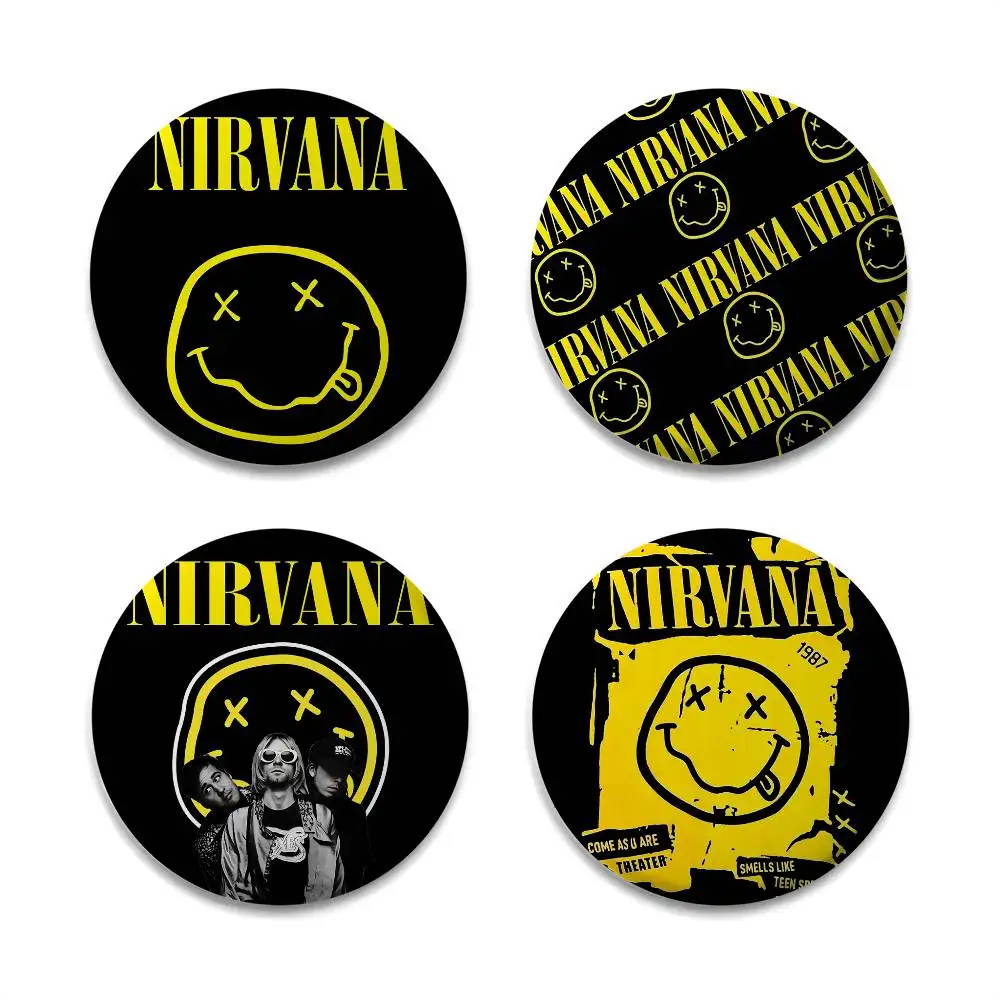 

Band Logo-N-NirvAnaS Badges Round Exquisite Badge Brooches Creative Pins For Clothes Hat Backpack Gift Accessories